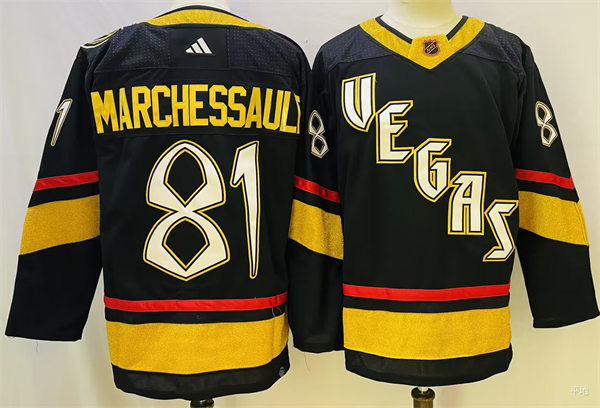 Mens Vegas Golden Knights #81 Jonathan Marchessault Black 2022 Reverse Retro Primegreen Jersey 