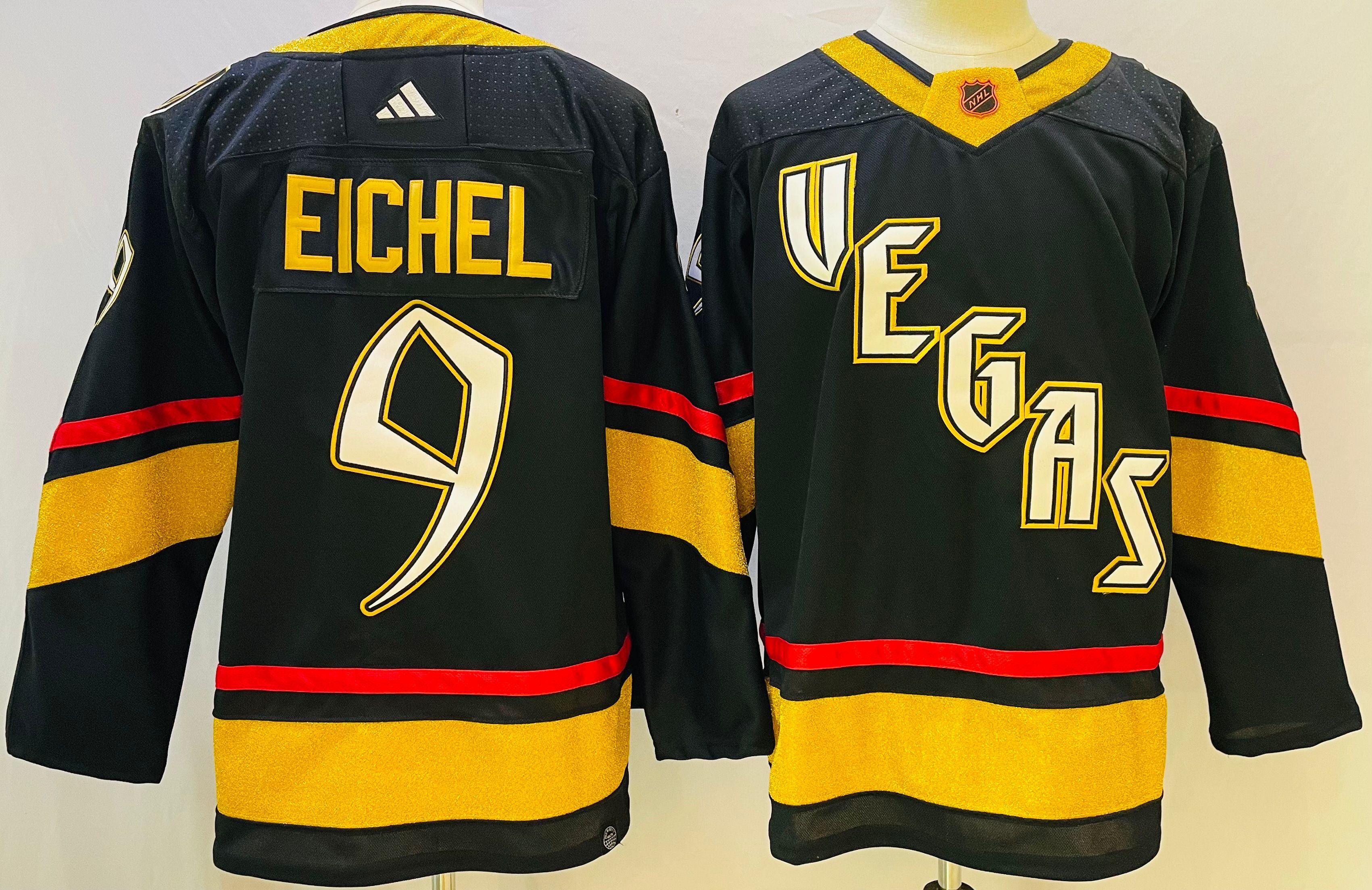  Mens Vegas Golden Knights #9 Jack Eichel Black 2022 Reverse Retro Primegreen Jersey 