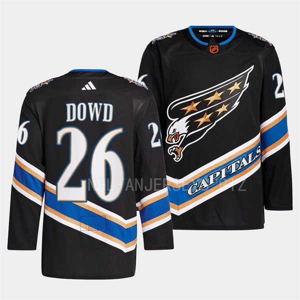  Mens Washington Capitals #26 Nic Dowd Black 2022 Reverse Retro Primegreen Jersey 