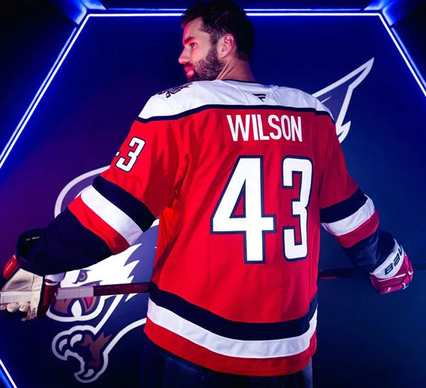  Mens Washington Capitals #43 Tom Wilson Red Screaming Eagle Third Jersey 