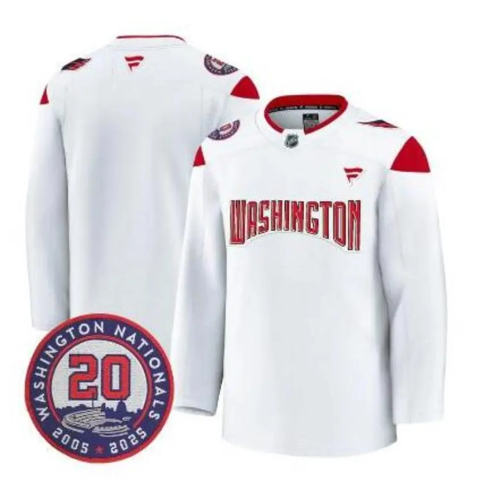  Mens Washington Capitals Blank Nationals 20th Anniversary Collaborative Team Jersey White  