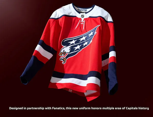  Mens Washington Capitals Blank Red Screaming Eagle Third Team Jersey 