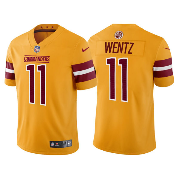  Mens Washington Commanders #11 Carson Wentz 2022 Gold Inverted Legend Jersey 