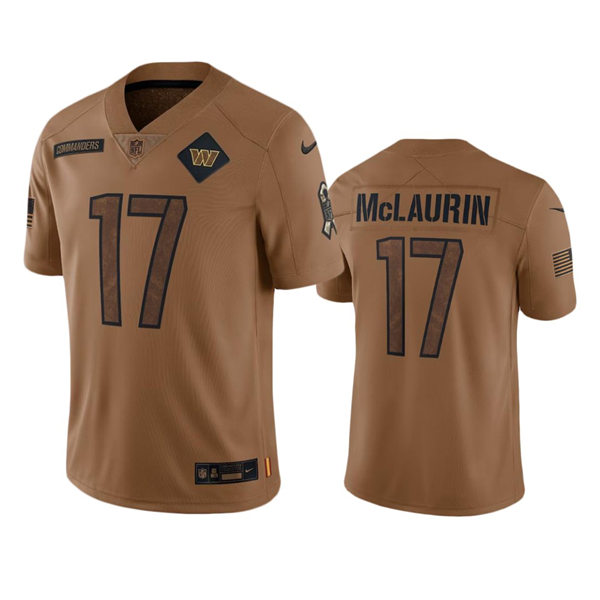  Mens Washington Commanders #17 Terry McLaurin Brown 2023 Salute To Service Limited Jersey 