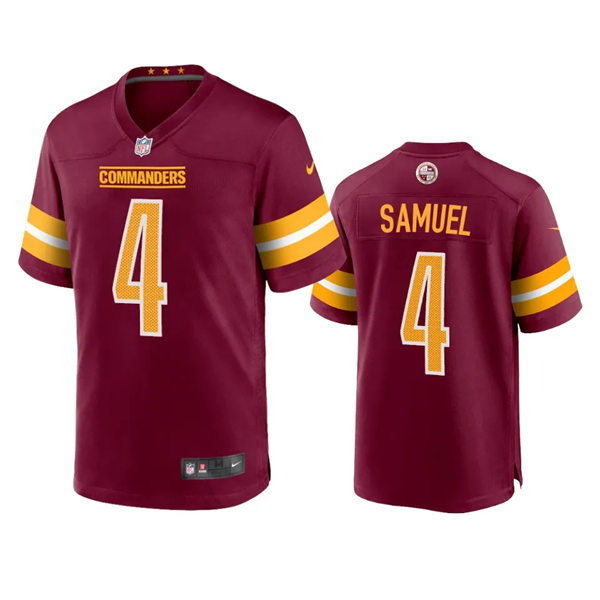  Mens Washington Commanders #4 Curtis Samuel Burgundy Team Color Vapor Limited Jersey 