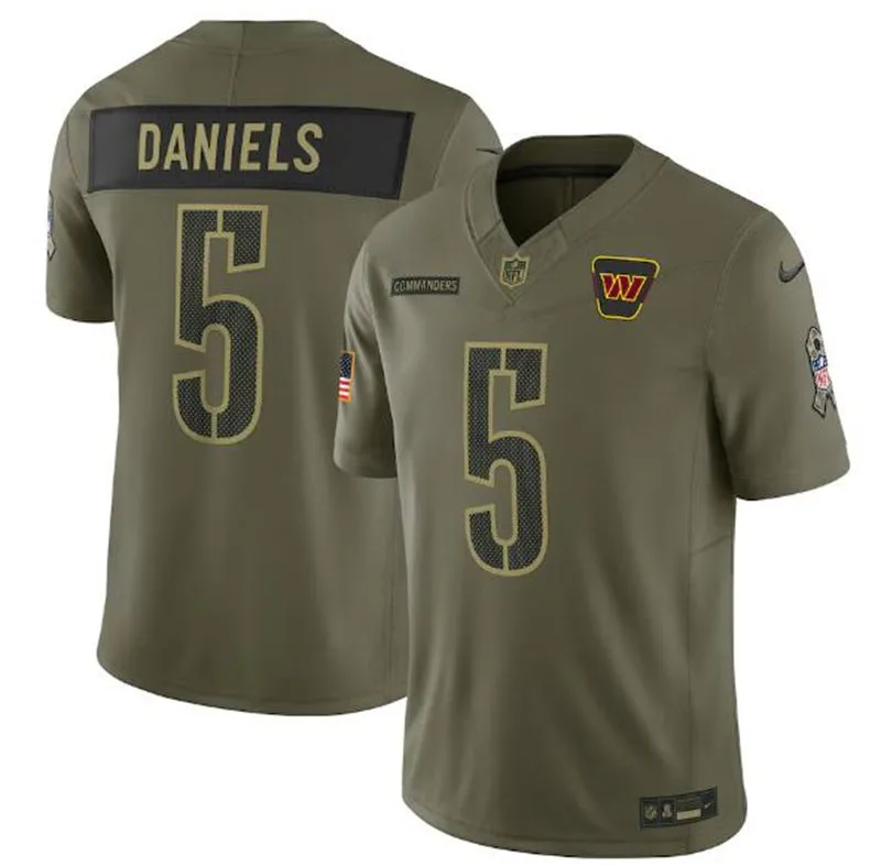  Mens Washington Commanders #5 Jayden Daniels Nike 2025 Salute to Service Limited Jersey - Olive 