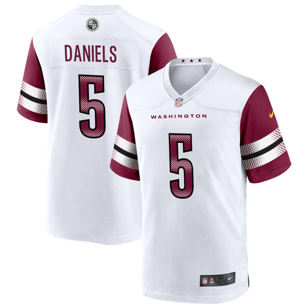  Mens Washington Commanders #5 Jayden Daniels Nike White Away Vapor Limited Jersey 