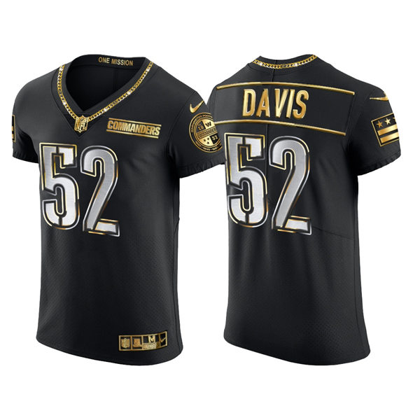  Mens Washington Commanders #52 Jamin Davis Nike Black Golden Edition Vapor Limited Jersey 