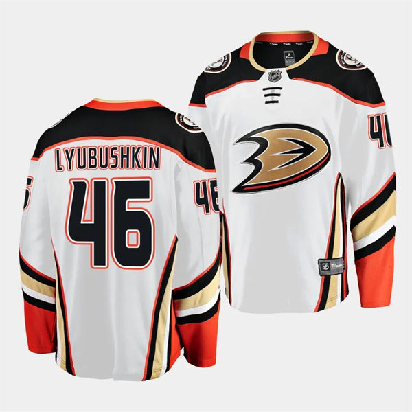  Mens Youth Anaheim Ducks #46 Ilya Lyubushkin Away White Jersey 