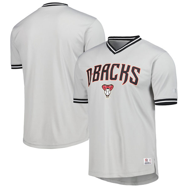  Mens Youth Arizona Diamondbacks Custom Gray V-Neck Cooperstown Jersey 