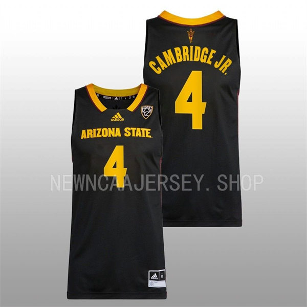  Mens Youth Arizona State Sun Devils #4 Desmond Cambridge Jr. Nike Black 2022-23 Swingman College Basketball Game Jersey 