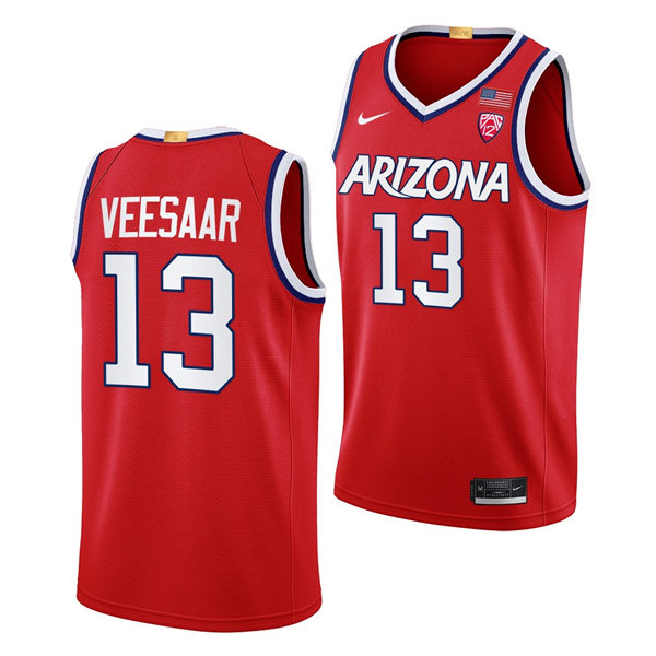  Mens Youth Arizona Wildcats #13 Henri Veesaar Nike Red 2022-23 College Basketball Game Jersey 