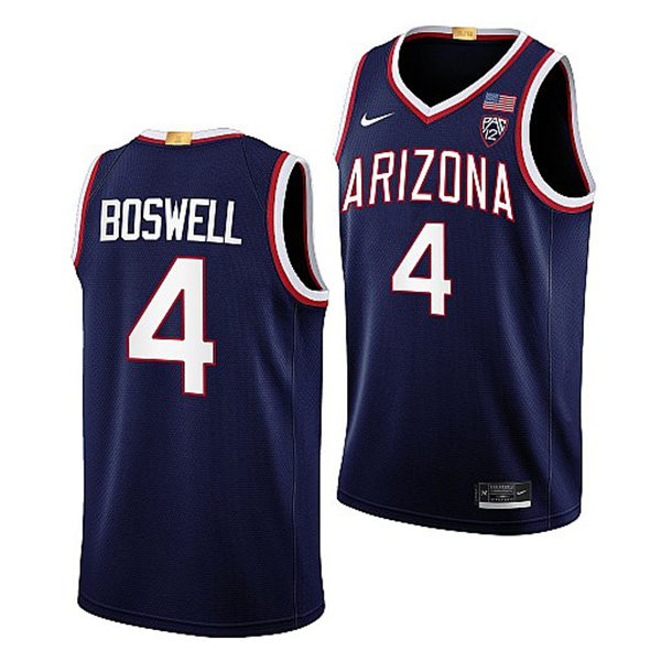  Mens Youth Arizona Wildcats #4 Kylan Boswell Nike Navy 2022-23 College Basketball Game Jersey 