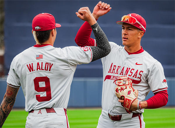  Mens Youth Arkansas Razorbacks #9 Wehiwa Aloy 2025 Gray College Baseball Game Jersey 