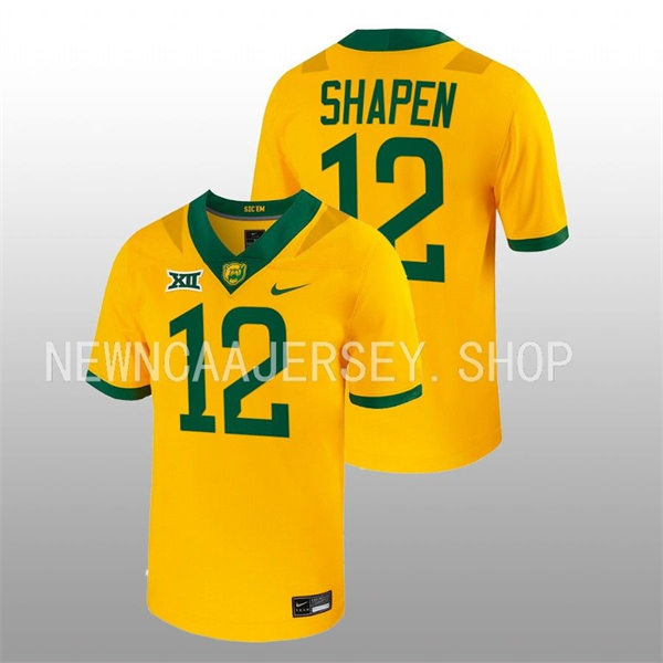  Mens Youth Baylor Bears #12 Blake Shapen Gold Nike College Football Game Jersey 