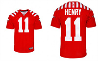  Mens Youth Calgary Stampeders #11 Malik Henry Red 2023 New Uniform Jersey 