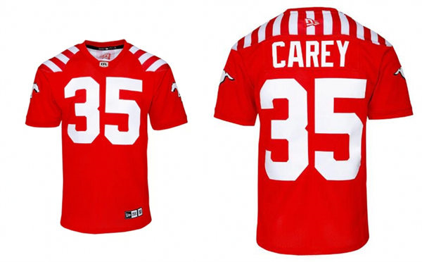  Mens Youth Calgary Stampeders #35 Ka'Deem Carey Red 2023 New Uniform Jersey 