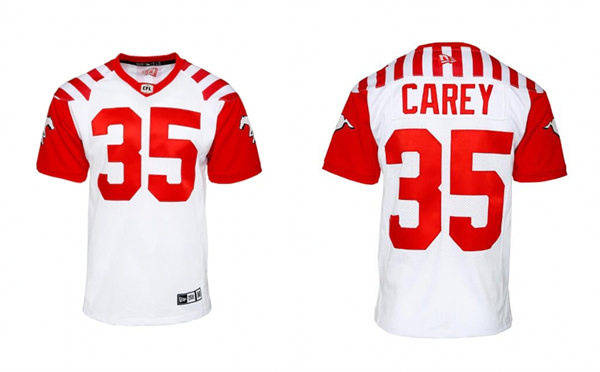 Mens Youth Calgary Stampeders #35 Ka'Deem Carey White 2023 New Uniform Jersey 