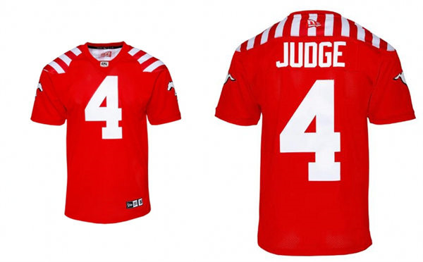  Mens Youth Calgary Stampeders #4 Cameron Judge Red 2023 New Uniform Jersey 