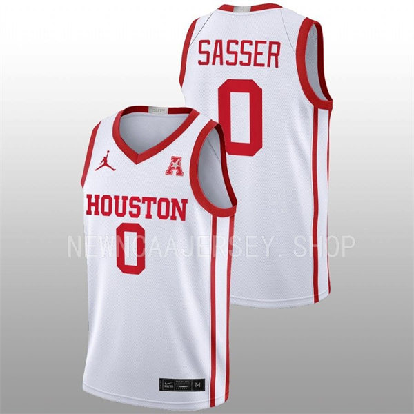  Mens Youth Houston Cougars #0 Marcus Sasser 2022-23 White Away College Basketball Jersey 