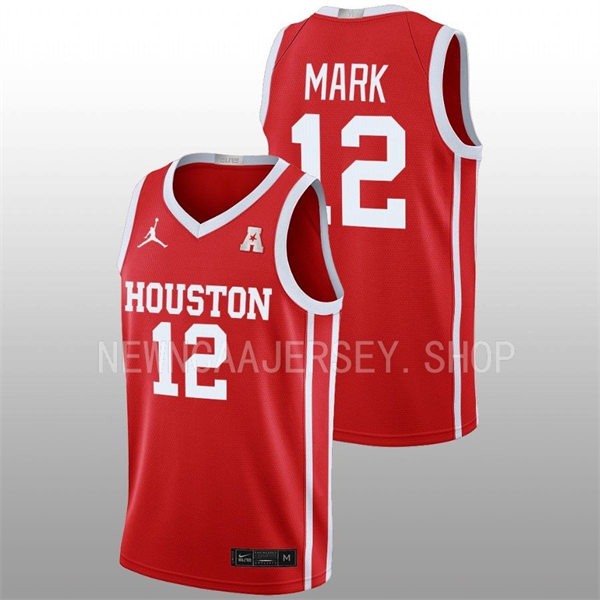  Mens Youth Houston Cougars #12 Tramon Mark 2022-23 Home Scarlet College Basketball Jersey 