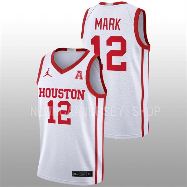  Mens Youth Houston Cougars #12 Tramon Mark 2022-23 White Away College Basketball Jersey 