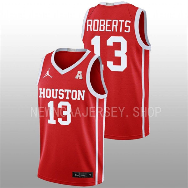  Mens Youth Houston Cougars #13 J'Wan Roberts  2022-23 Home Scarlet College Basketball Jersey 