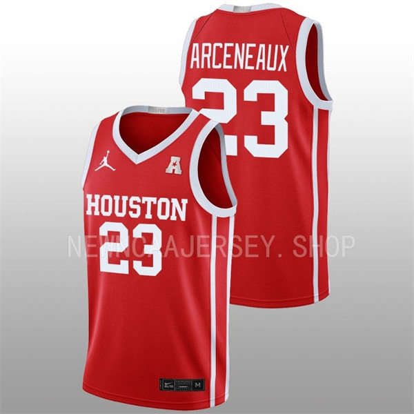  Mens Youth Houston Cougars #23 Terrance Arceneaux 2022-23 Home Scarlet College Basketball Jersey 