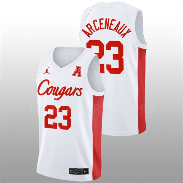  Mens Youth Houston Cougars #23 Terrance Arceneaux White Cougars College Basketball Game Jersey 