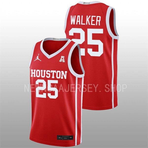  Mens Youth Houston Cougars #25 Jarace Walker 2022-23 Home Scarlet College Basketball Jersey 