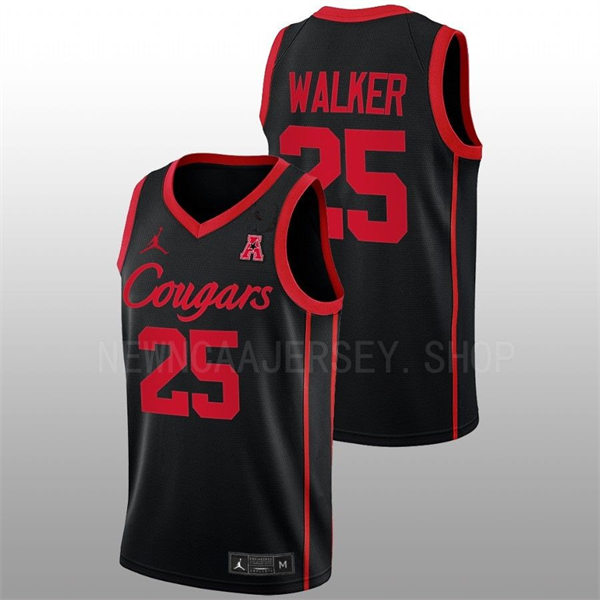  Mens Youth Houston Cougars #25 Jarace Walker Black Cougars College Basketball Game Jersey 