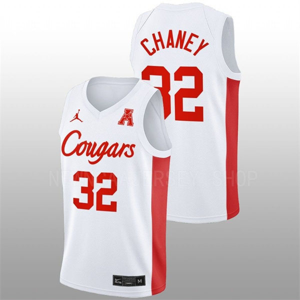  Mens Youth Houston Cougars #32 Reggie Chaney White Cougars College Basketball Game Jersey 