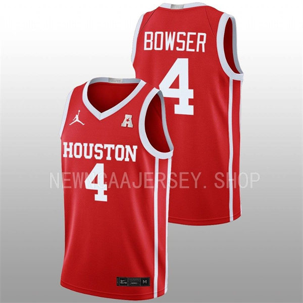  Mens Youth Houston Cougars #4 Darius Bowser 2022-23 Home Scarlet College Basketball Jersey 