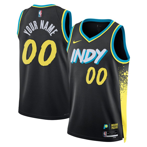  Mens Youth Indiana Pacers Custom 2023-24 INDY City Edition Swingman Jersey Black 