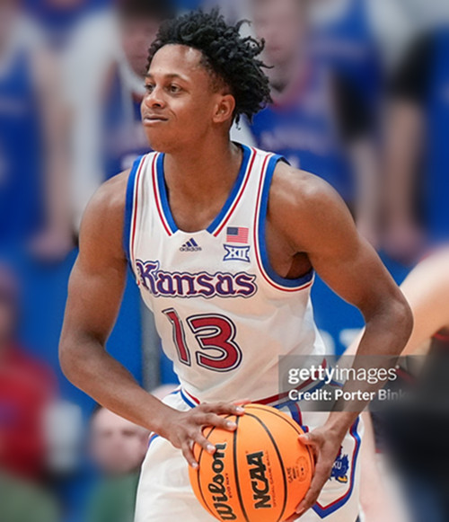  Mens Youth Kansas Jayhawks #13 Elmarko Jackson  White THEPHOG College Football Game Jersey 