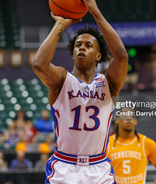  Mens Youth Kansas Jayhawks #13 Elmarko Jackson 2024 White College Football Game Jersey 