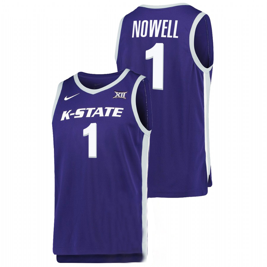  Mens Youth Kansas State Wildcats #1 Markquis Nowell Purple College Basketball Game Jersey 