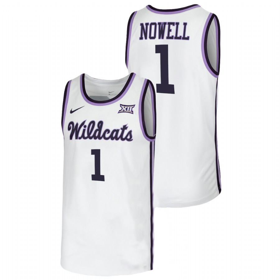  Mens Youth Kansas State Wildcats #1 Markquis Nowell White Wildcats College Basketball Game Jersey 