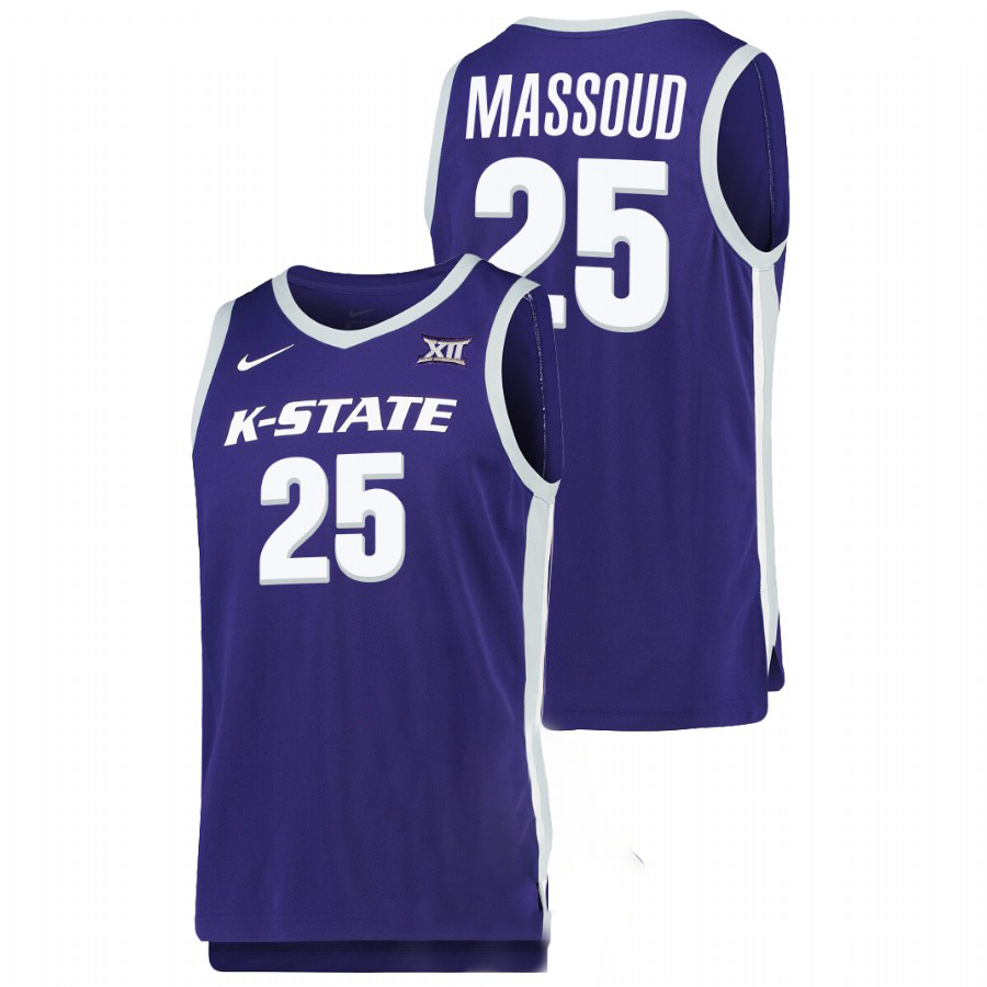  Mens Youth Kansas State Wildcats #25 Ismael Massoud Purple College Basketball Game Jersey 