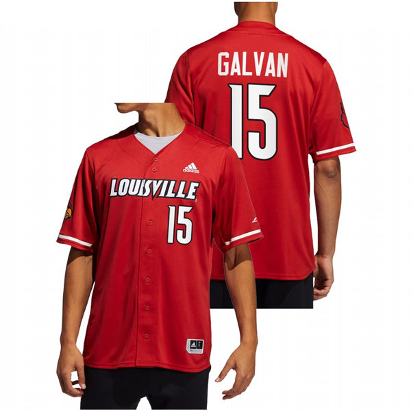  Mens Youth Louisville Cardinals #15 Alex Galvan Red Full Button Baseball Limited Jersey 