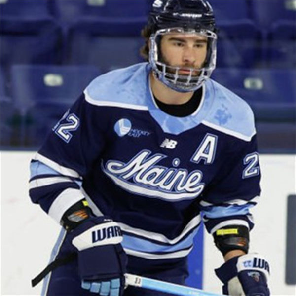  Mens Youth Maine Black Bears #22 Harrison Scott Navy College Hockey Game Jersey 