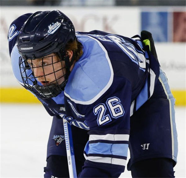  Mens Youth Maine Black Bears #26 Thomas Freel Navy College Hockey Game Jersey 