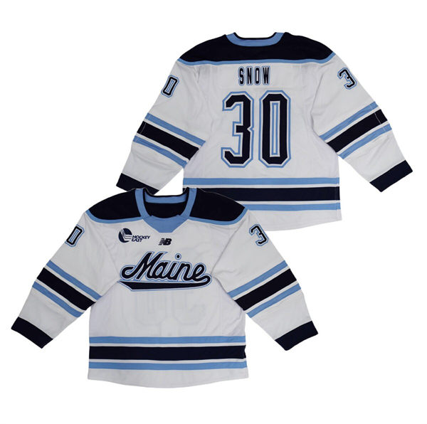  Mens Youth Maine Black Bears #30 Garth Snow White College Hockey Game Jersey 