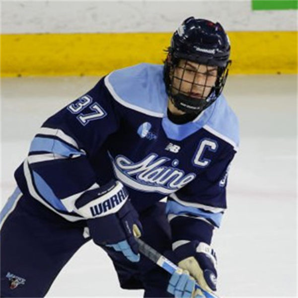  Mens Youth Maine Black Bears #37 David Breazeale Navy College Hockey Game Jersey 