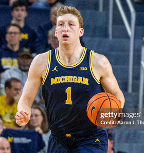  Mens Youth Michigan Wolverines #1 Danny Wolf  Navy College Basketball Game Jersey 