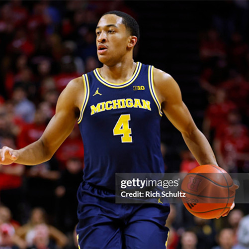  Mens Youth Michigan Wolverines #4 Nimari Burnett Navy College Basketball Game Jersey 
