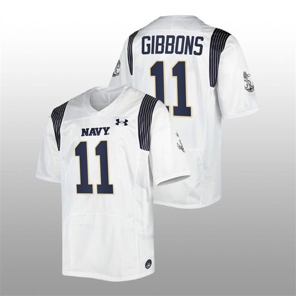  Mens Youth Navy Midshipmen #11 Eavan Gibbons 2022 White College Football Game Jersey 