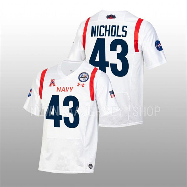  Mens Youth Navy Midshipmen #43 Bijan Nichols 2022 White astronaut-themed alternate Football Jersey 