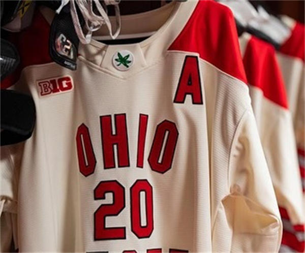  Mens Youth Ohio State Buckeyes #20 Aiden Hansen-Bukata 2025 Cream Alternate Exclusive Pro Sports  Hockey Jersey 