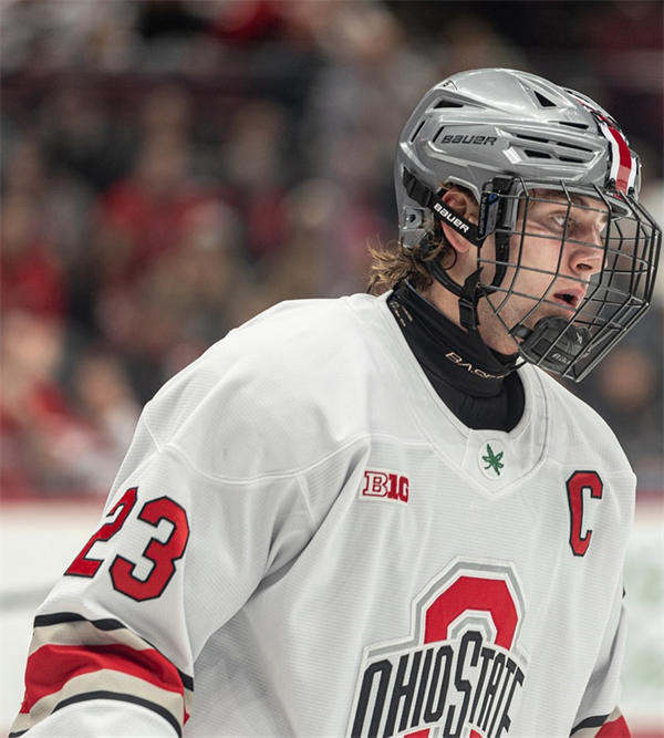  Mens Youth Ohio State Buckeyes #23 Davis Burnside 2025 White Exclusive Pro Sports  Hockey Jersey 